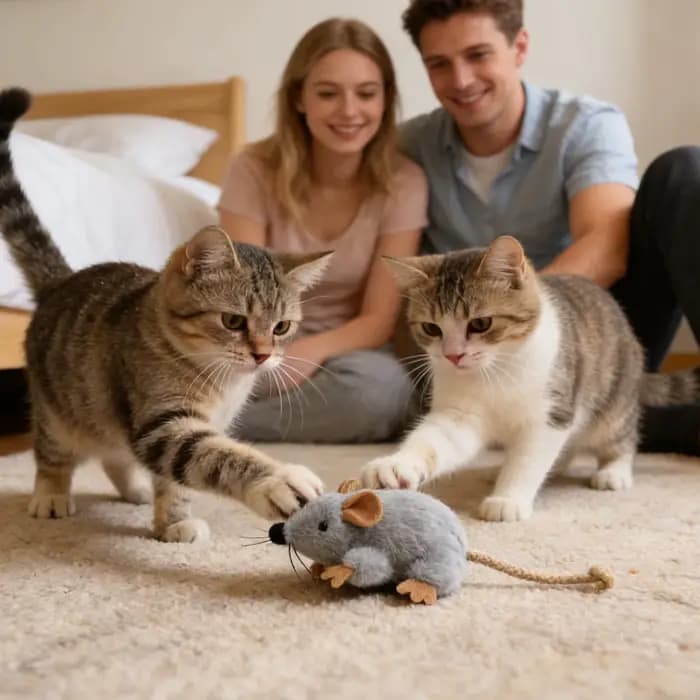 Jouet pour chat et souris avec queue mobile et son intégré