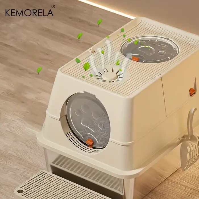 KEMORELA bac à litière pour chat en acier inoxydable XLExtra grande bac