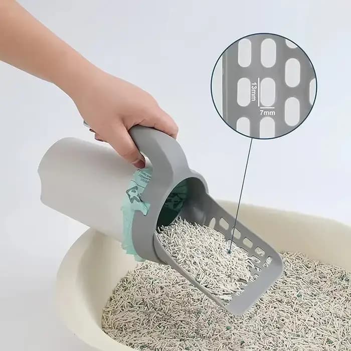 Pelle à litière pour chat tout-en-un, détachable, avec boîte à sacs à déchets intégrée, sans désordre, durable, accessoires pour animaux de compagnie