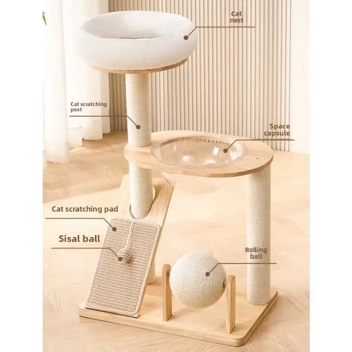 Maison pour chat en bois moderne en faux rotin