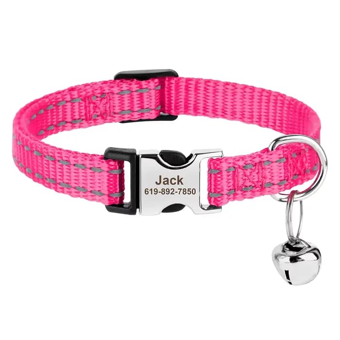 Collier de chat en Nylon personnalisé réglable chiot chaton colliers réfléchissant