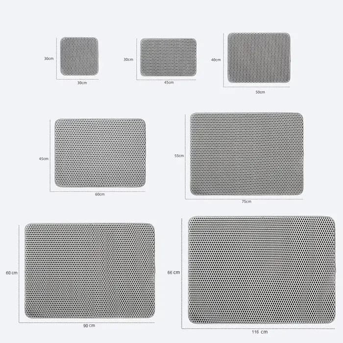 1 tapis pour litière de chat, design double couche en nid d'abeille, tapis en EVA pour litière de chat, retient efficacement l'urine et empêche les éclaboussures, tapis antidérapant facile à nettoyer,