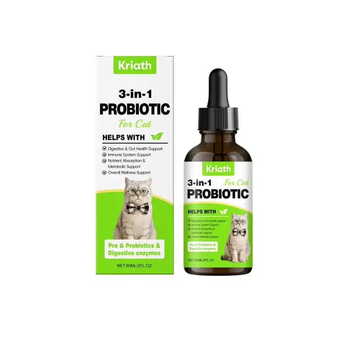 Gouttes probiotiques 3 en 1 pour chat – Soutient l'équilibre intestinal
