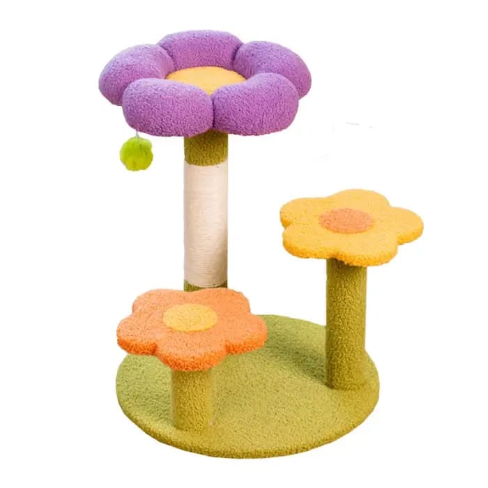 Maison pour chat florale, arbre à chat tout-en-un, idéal pour toutes les saisons, petit grand arbre à gratter en sisal