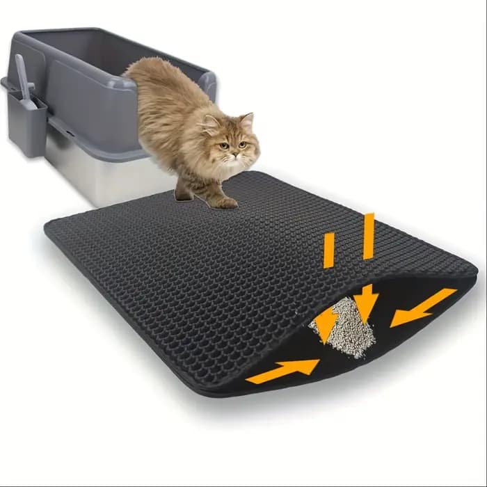 Tapis double alvéolé pour litière de chat - Imperméable