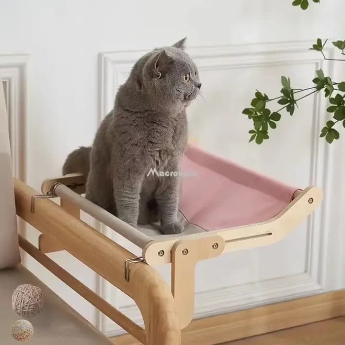 Perchoir de fenêtre en bois pour chat, assemblage de lit de face, polymères pour animaux de compagnie, siège ensoleillé confortable, hamac monté, étagère aérienne pour animaux de compagnie, lits de ac