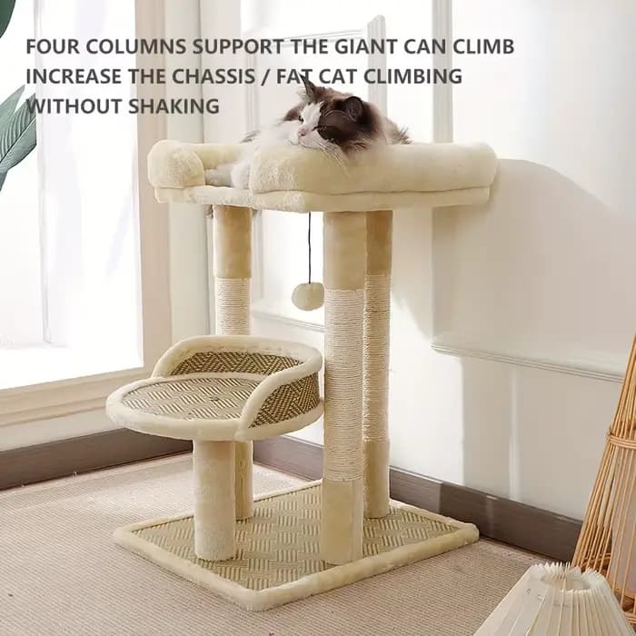 Arbre à chat de luxe à 2 niveaux avec postes à gratter en Sisal