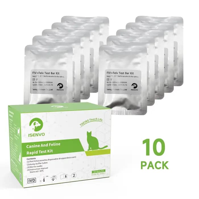 Analyste de test de chlore pour immunodéficience féline et leucémie pour chats, FIV + FeLV, 10 pièces