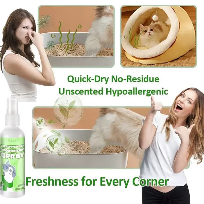 Spray désodorisant pour litière pour chat - Désodorisant multi-usages