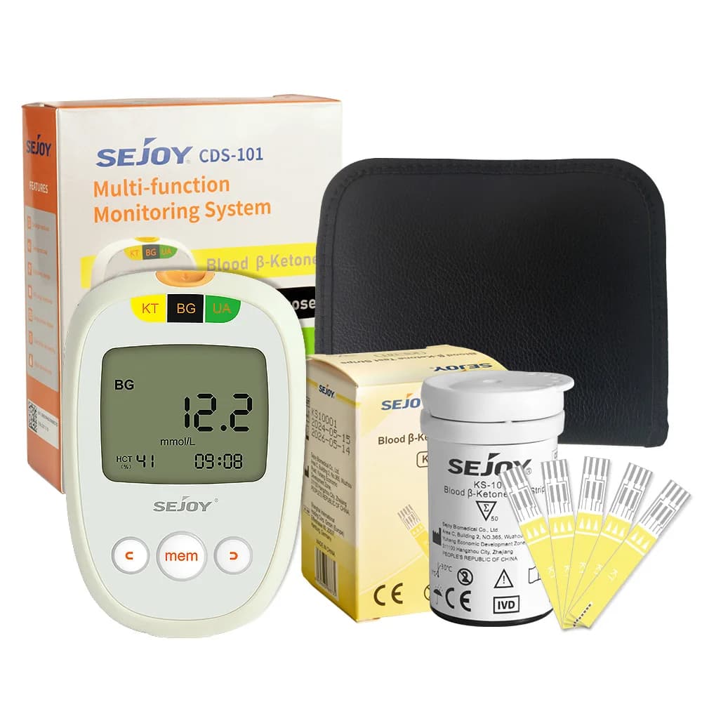 Kit de surveillance rapide du cétone du sang, 50 bandes de cétone, 1 moniteur avec lancettes et lancage – Idéal pour la surveillance de la régime Keto et du cétose