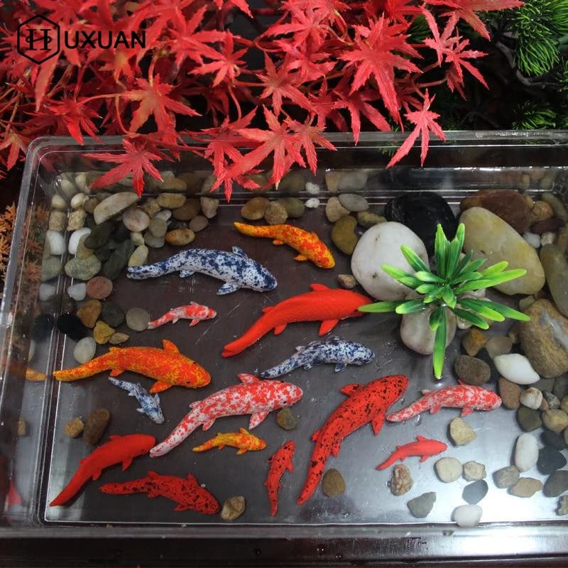 Ornements de poissons Koi miniatures en résine, figurines de carpes mignonnes, décorations de jardin féerique miniatures DIY