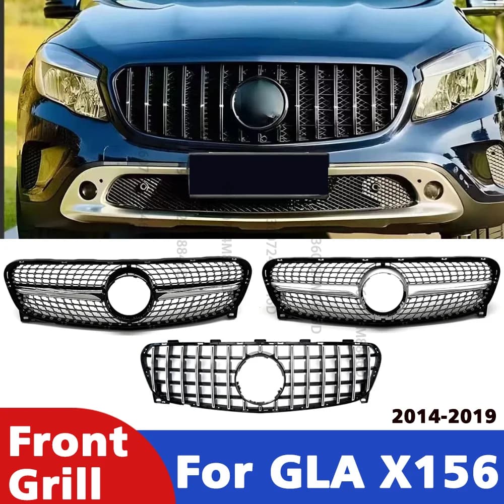 Accessoires de voiture pour Mercedes-Benz GLA X156 2014-2019, panneau de grille supérieure du pare-chocs avant, grille de style ABS noire