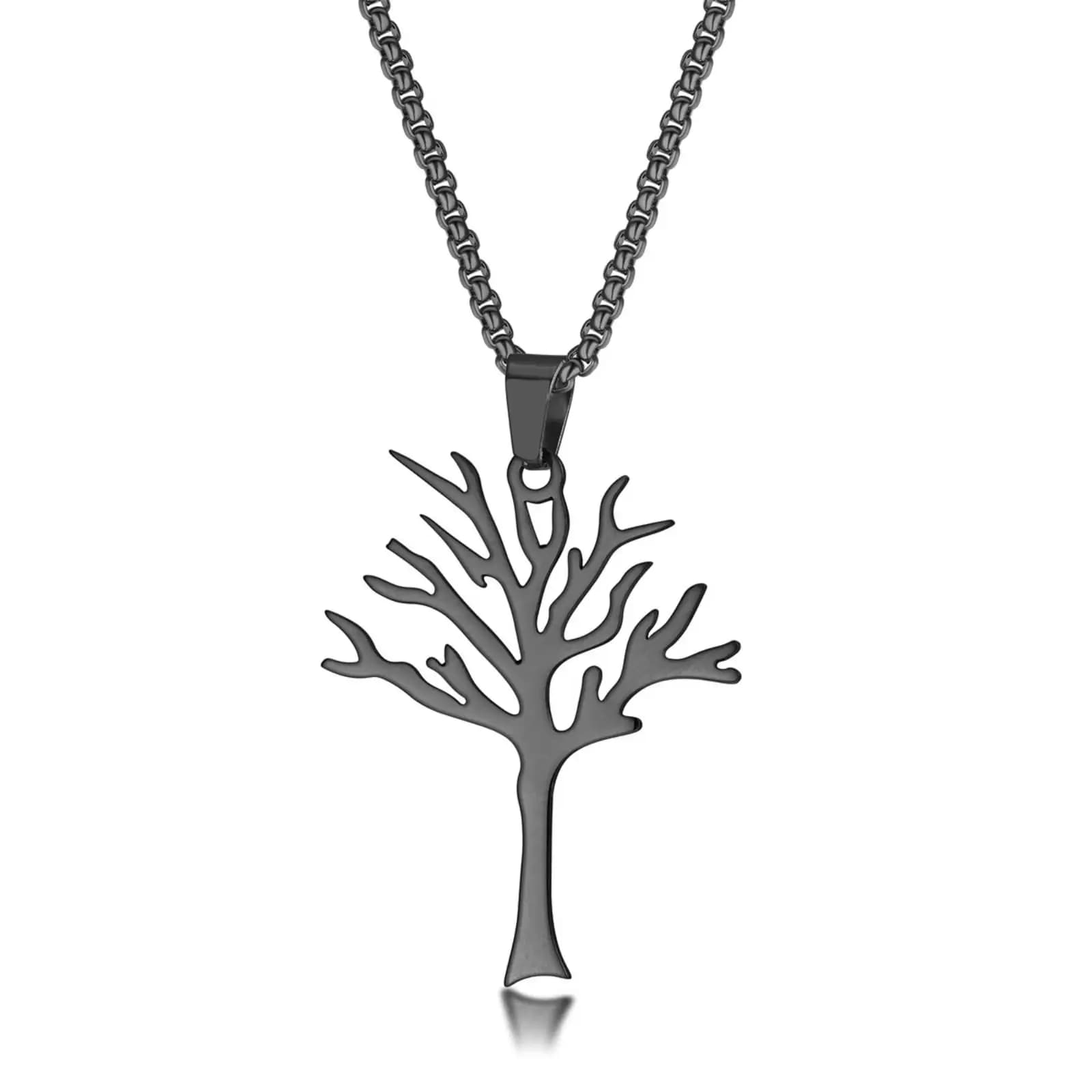 Collier pendentif arbre de vie Simple, bijoux en acier inoxydable, cadeau d'anniversaire pour femmes et hommes