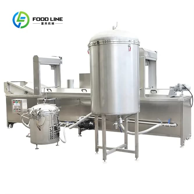 Grande machine automatique de friture à gaz et électrique pour snacks, chips, poulet et frites, avec mélangeur, capacité 50L-1000L
