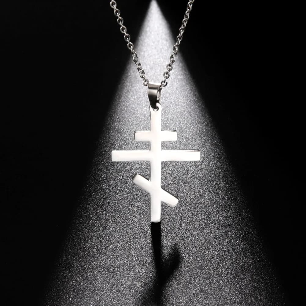 Jeshayuan Pâques Éclise Orthodoxe Colliers Collier Croix en Acier Inoxydable pour Femmes Hommes Bijoux Religieux Cadeau ¥στ