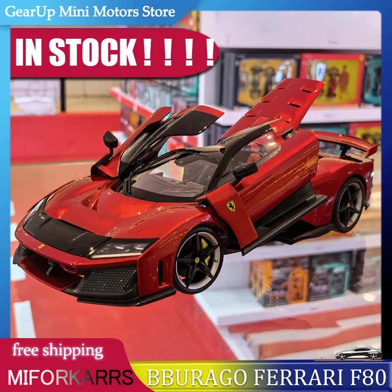 En stock, Bburago 1:18 Ferrari F80 Signature Version Supercar, modèle miniature en alliage, modèle de voiture de sport Ferrari, jouet pour enfant