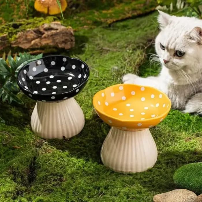 Bol à champignons bol d'alimentation pour chat en résine décoration de la maison Statues extérieures artisanat ornements