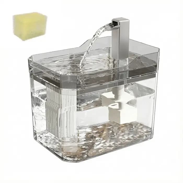 Fontaine à eau pour chat avec filtre automatique, transparente, anti-brûlure à sec, distributeur à recirculation, pompe incluse pour chats