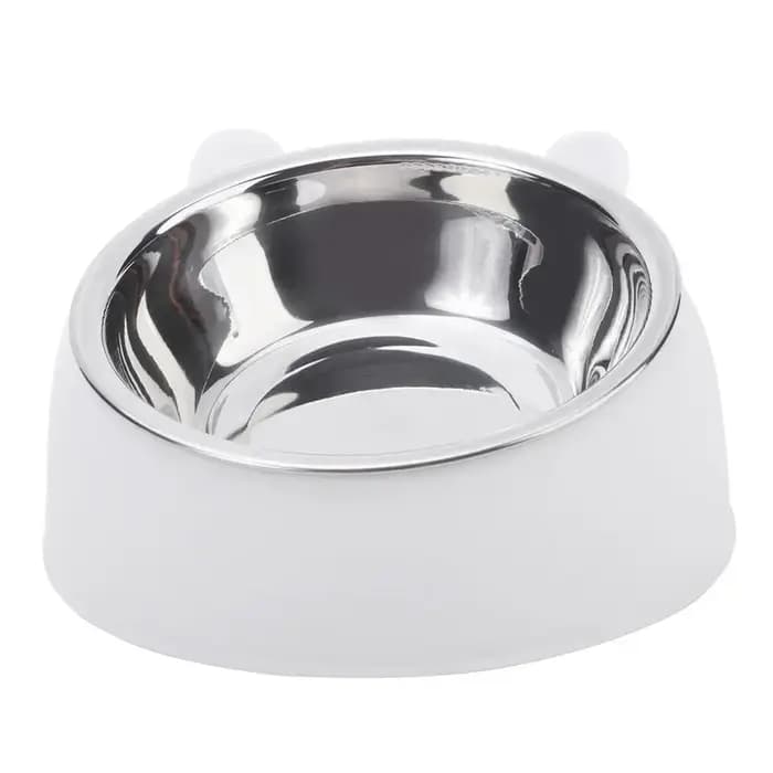 1pc chat bol belle créative incliné chaton chiot nourriture bols d'alimentation en acier inoxydable chats boire mangeoire animaux de compagnie chiens chats mangeoires