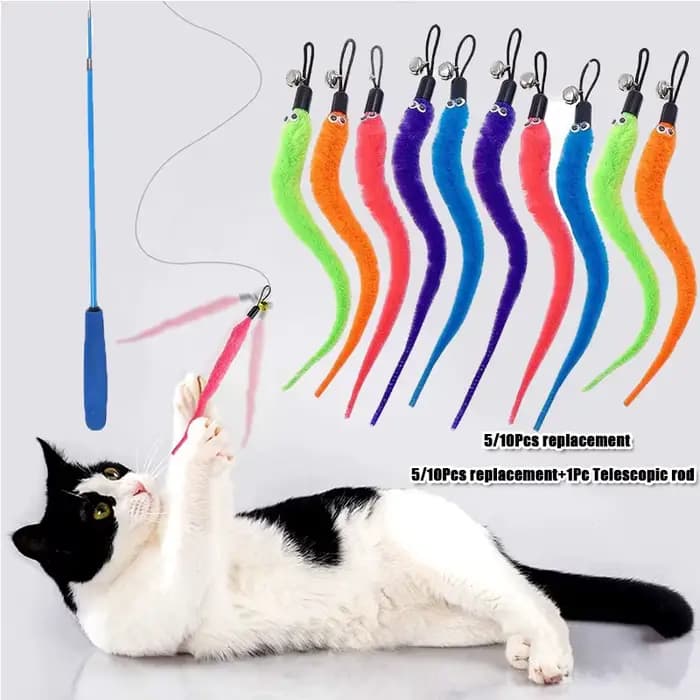 Remplacer des accessoires de jouets en peluche pour chat, tête de remplacement de vers, bâton de cha