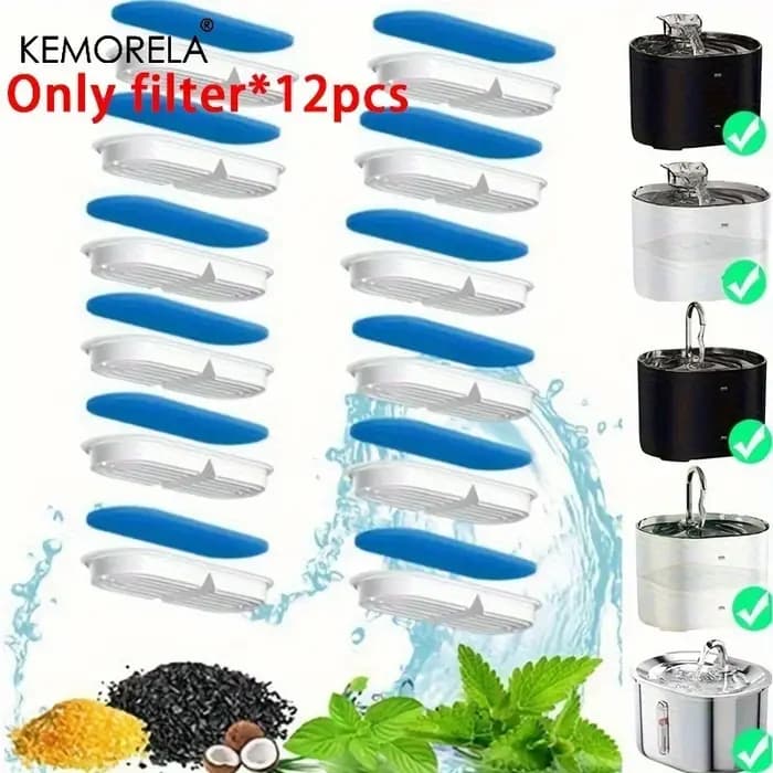 Filtre distributeur d'eau à charbon actif pour chat, 8/12 pièces, adapté aux distributeurs d'eau, pièges, impuretés et améliore le goût, respectueux des animaux de compagnie