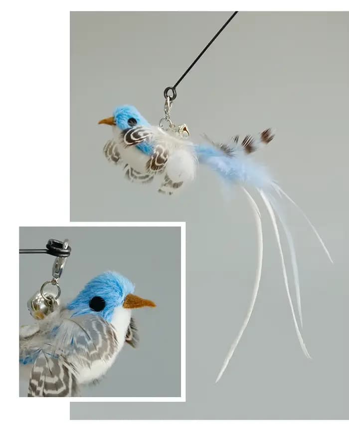 Baguette mains libres pour chat oiseau/plumes, avec cloche, ventouse puissante, jouets interactifs p