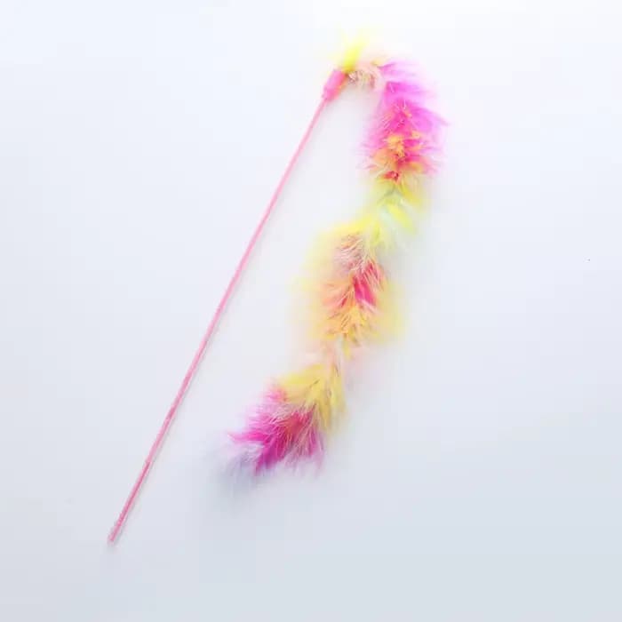 Baguette teaser pour chat en plumes arc-en-ciel, jouet interactif coloré pour chat, jeu amusant de c