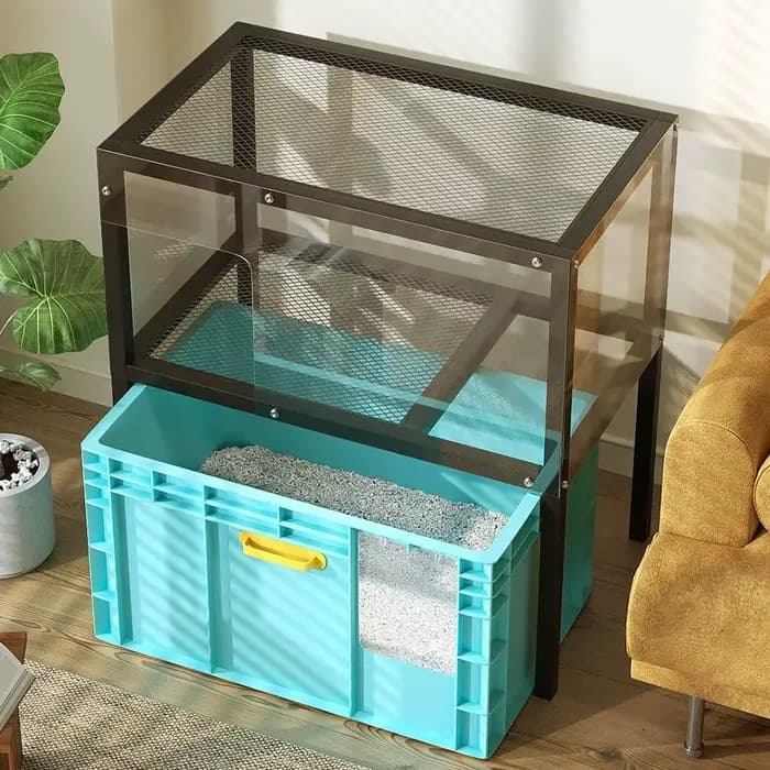 Nouvelle Litière pour Chat Double Couche Surdimensionnée 2026 avec Étagère de Rangement Supérieure,