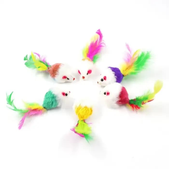 Faux souris en polaire douce pour chat, jouets amusants avec plumes colorées, jouets interactifs pou