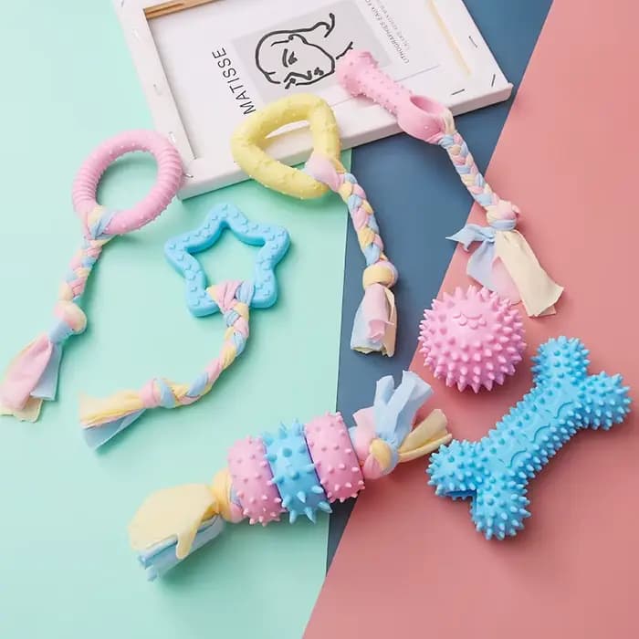 Jouets pour petits chiens, à mâcher, avec nœud TPR, résistant aux morsures, nettoyage des dents mola