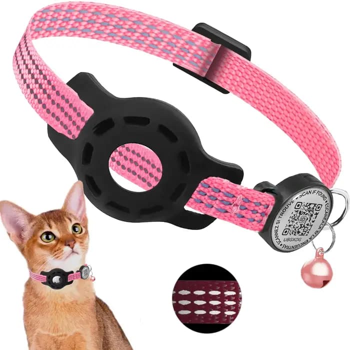 Collier GPS pour chat avec étiquette de Code QR et étui Airtag