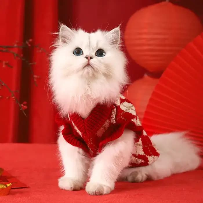 Vêtements pour chat chaton vêtements d'hiver automne gilet pour animaux de compagnie hiver chien chaud rouge pull de noël