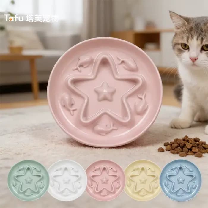 Gamelle anti-étouffement pour chat en forme d'étoile