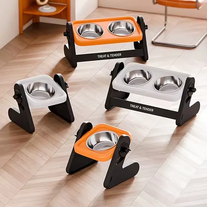 Bol pour chat surélevé réglable avec support, gamelle d'eau pour animaux de compagnie, pour chats et chiots, fournitures pour animaux