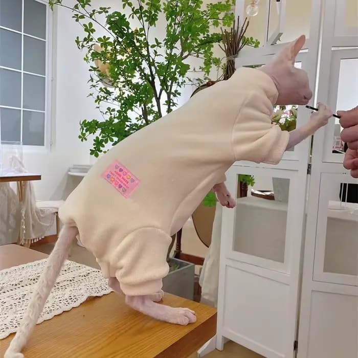 Manteau polaire pour chat Sphynx, sweat-shirt chaud, combinaison à 4 pattes pour chatons et chiens,
