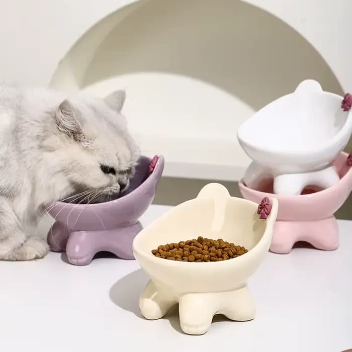 Bol de nourriture inclinable en céramique pour chat