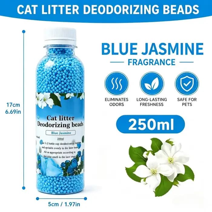 Perles désodorisantes pour litière pour chat au parfum frais - Éliminateur d'odeurs naturel à base de plantes pour des environnements propres et parfumés pour animaux de compagnie