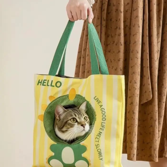 Sac de transport léger et respirant pour chat, sac à bandoulière Portable en toile avec trou pour animaux de compagnie, usage quotidien