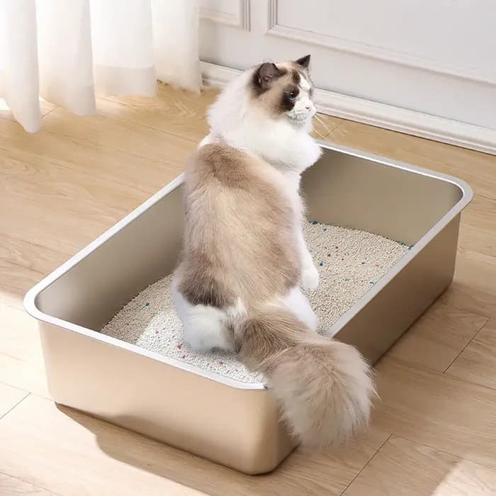 Bac à litière pour chat en acier inoxydable 304