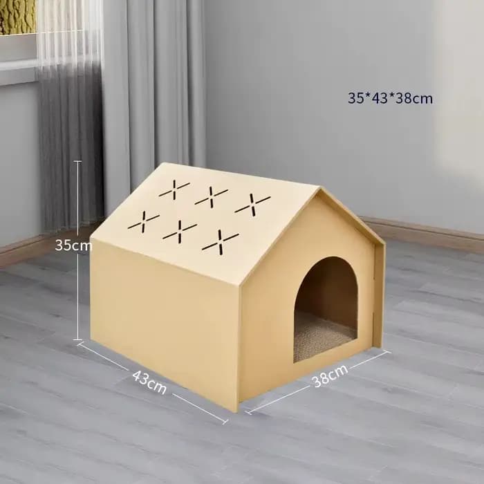 Maison de chat en papier avec tampons à gratter pour l'intérieur, jouet à gratter en carton pour cha
