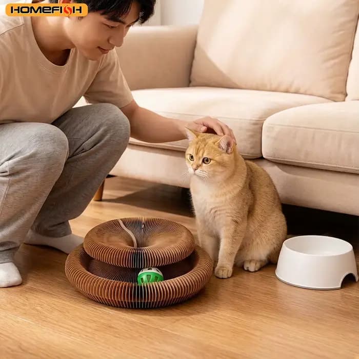Jouet pour chat, griffoir rond en carton ondulé