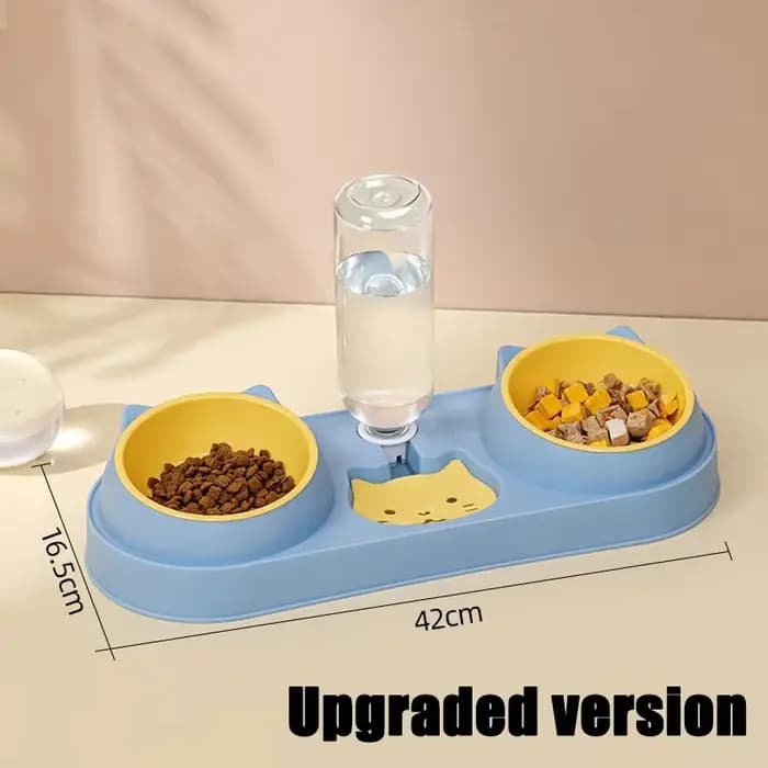 Bol pour chat de compagnie mangeoire automatique bol de nourriture pour chien avec fontaine d'eau Double bol à boire support surélevé bols pour chats