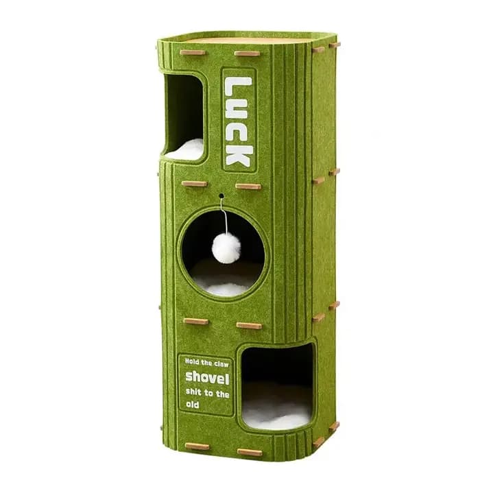 Lit pour chat en feutre vert - Arbre