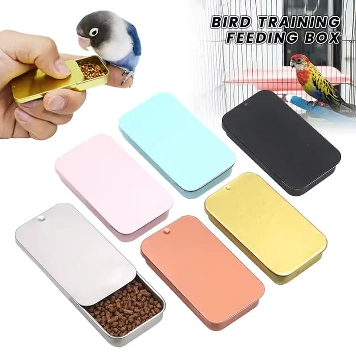 1 pièce Distributeur de nourriture portable pour oiseaux, mini boîte d'alimentation, plusieurs coule