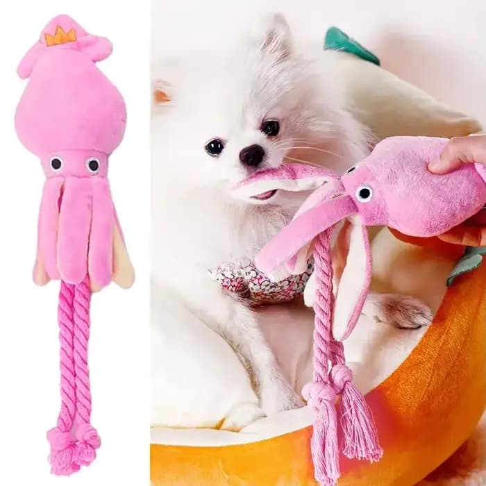 Jouet en peluche en forme de pieuvre pour animaux de compagnie