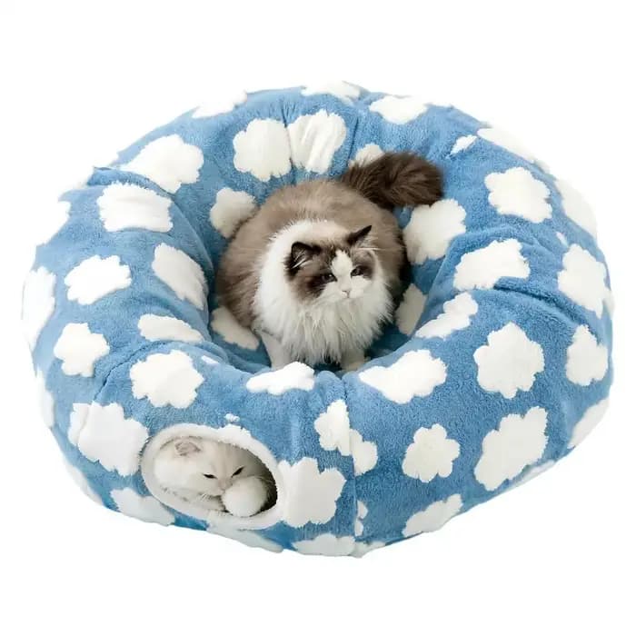 Lit Tunnel pour chat, jouets interactifs lavables avec Tunnel à bille