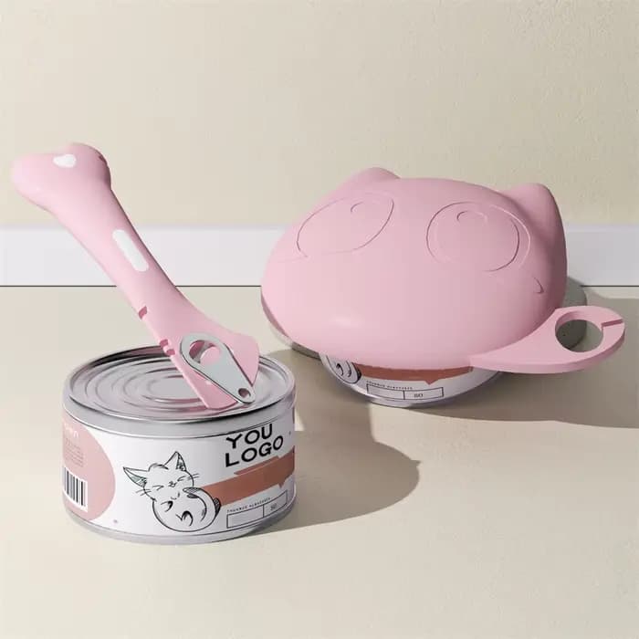 Ensemble couvercle et cuillère de nourriture pour chat en Silicone