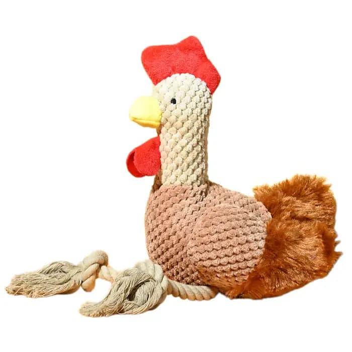 Jouet créatif pour animaux de compagnie : coq en peluche sonore fabriqué en tissu de haute qualité, durable et résistant aux morsures pour que les chiens puissent s'amuser.
