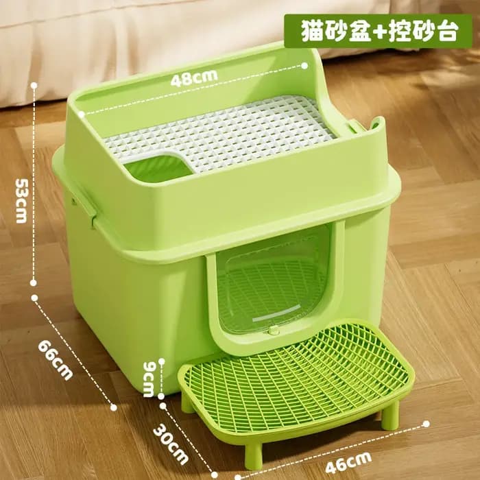 Bac à litière extra-large pour chat, entièrement fermé, anti-odeur et anti-éclaboussures, bac à déchets pour chat extra-large, toilette double couche