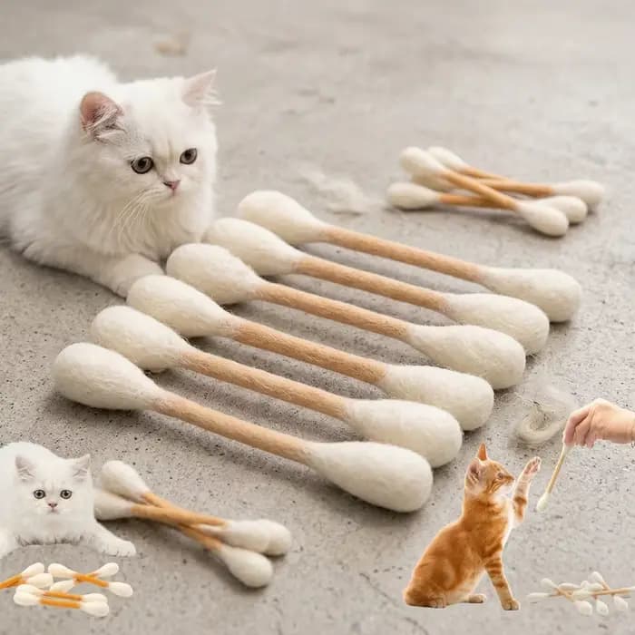 Jouets pour chat en feutre de laine, 6 pièces, pour jeu en intérieur, forme de coton-tige surdimensionnée avec herbe à chat, jouet interactif pour chat, cadeau durable et sûr